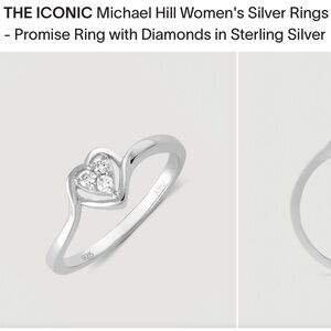 Michael Hill Silver Heart Accent Ring with Diamonds and Original Ring box!